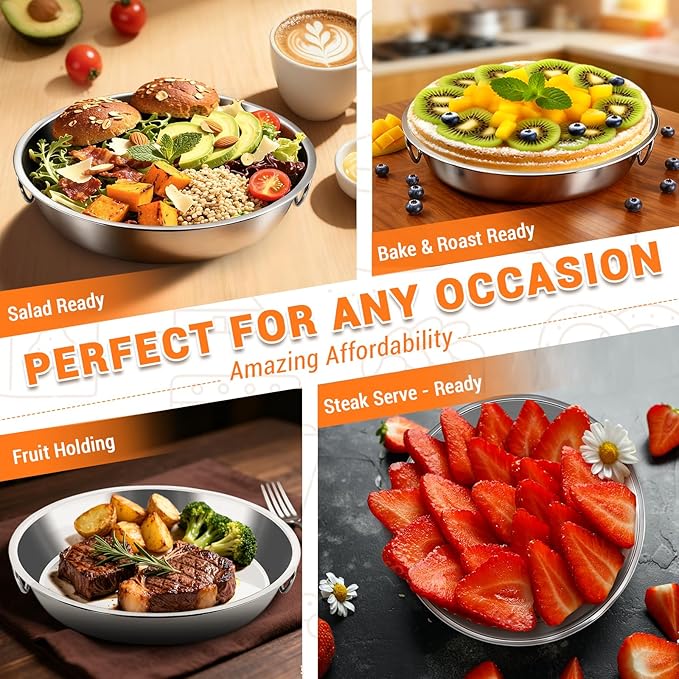 BEWOS 103 Pcs 7.4" Round Cake Pans - Nonstick Stainless Steel Cake Pans with 100 Pcs Parchment Paper, Non-Toxic Cake Baking Pans with Handles, Mirror Finish & Dishwasher Safe