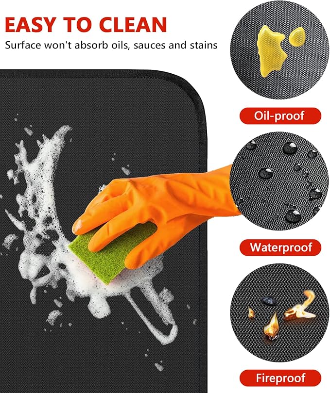 60 x 40 inch Under Grill Mats for Outdoor Grill, Double-Sided Fireproof Deck and Patio Protector Mat, Waterproof Oil-Proof BBQ Floor Pad Indoor Fire Pit Fireplace Mat