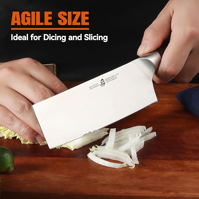 TUO Nakiri Knife 6.5" Japanese Vegetable Cleaver, Chef Knife for Kitchen Vegetable Chopping, German High Carbon Stainless Steel, Ergo Pakkawood Handle