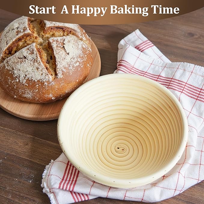 Banneton Sourdough Proofing Basket Kit, 9" Round and 10" Oval Proofing Basket with Liners & Covers, Bread Baking Supplies for Home or Professional Bakers Baking