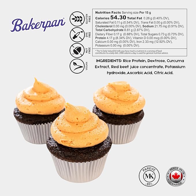 Bakerpan Orange Oil-Based Natural Food Coloring Powder for Baking - 30 g - Plant-Based, Dye-Free Coloring for Buttercream Frosting, Chocolate, Candy Color, Icing, Cakes