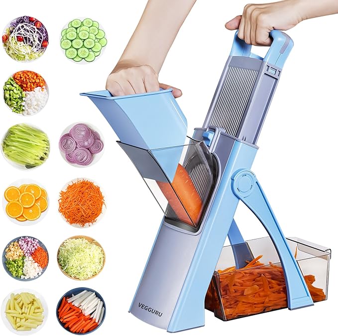 Safer Mandoline Food Slicer, Thickness Adjustable Vegetable Chopper, Onion Slicer Tomato Cutter Dicer, Multifunctional Kitchen Food Fruit Chopper