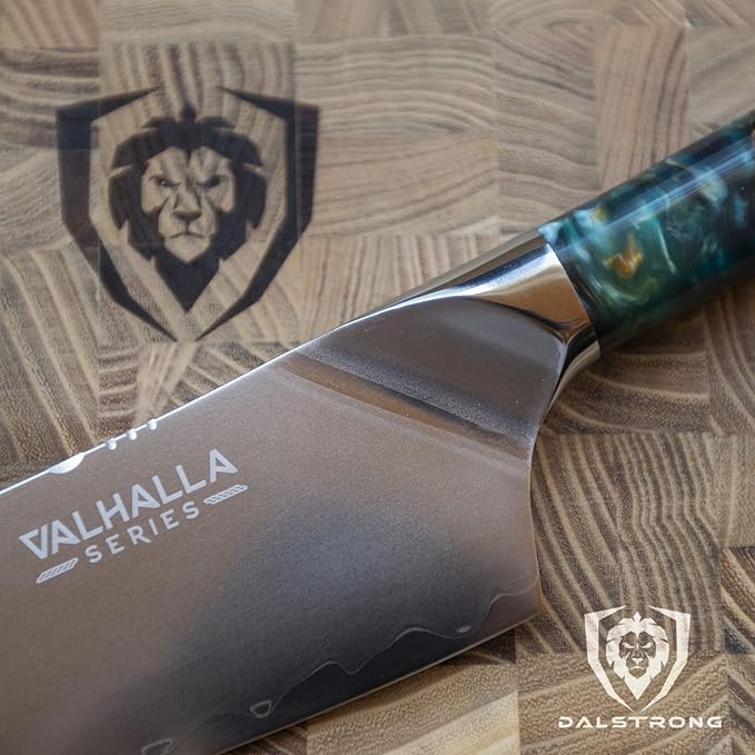 Dalstrong Chef Knife - 9.5 inch - Valhalla Series - 9CR18MOV HC Steel Kitchen Knife - White Resin & Wood Handle - Razor Sharp Chef's Knife - Kitchen Knife - Professional Cooking - w/Leather Sheath