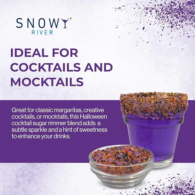 Snowy River Halloween, Cocktail & Margarita Sugar Rimmer - Vibrant Naturally Colored Sugar for Cocktail Rimming, Baking & Decorating, Medium Crystal - 80oz