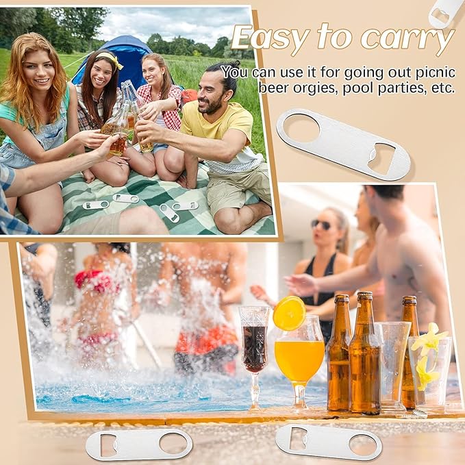 30 Pcs Flat Bottle Opener 3.5 x 1.18 inches Stainless Steel Beer bottle Openers Heavy Duty Bar Blade Solid Bottle Cap Opener Funny Bartender Bottle Opener for Kitchen Party Supplies,Silver