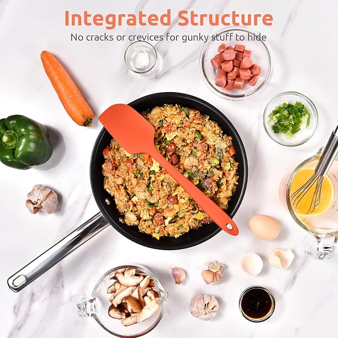 U-Taste 11.38" Silicone Baking Spatula: 480ºF Heat Resistant Food Grade Flexible Rubber Kitchen Bowl Scraper, Seamless Pastry Spreader for Mixing Stirring Scraping in Nonstick Cookware (Orange)