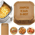 200Pcs Air Fryer Paper Liners, 8 Inch Square Disposable Paper Liner, Non-stick Parchment Paper for Frying Baking Roasting Microwave Oven