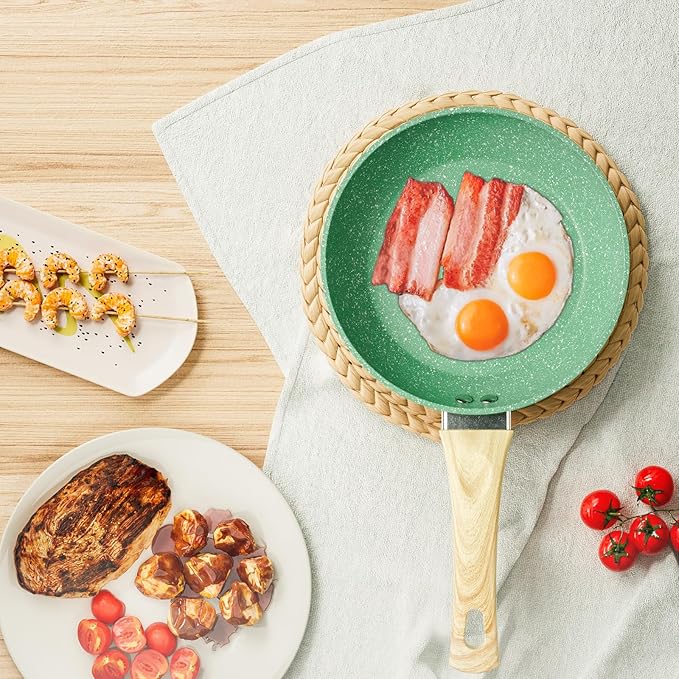 Innerwell Nonstick Frying Pan Skillet, 8 Inch Non Stick Egg Pan Omelet Frying Pans 100% PFOA-Free, Non-Toxic Healthy Cooking Pan, Induction Compatible