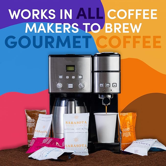Ground Coffee | Gift Set Sampler Pack Variety Medium, Dark, & Flavored Roast Low Acid Mold Free Pouches | Gourmet Bulk Packets | Highest Rated Individual Premeasured Powder Bags for 12 Cup Drip Maker