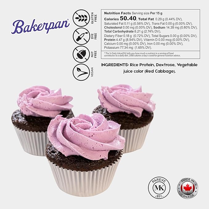 Bakerpan Purple Oil-Based Natural Food Coloring Powder for Baking - 30 g - Plant-Based, Dye-Free Coloring for Buttercream Frosting, Chocolate, Candy Color, Icing, Cakes