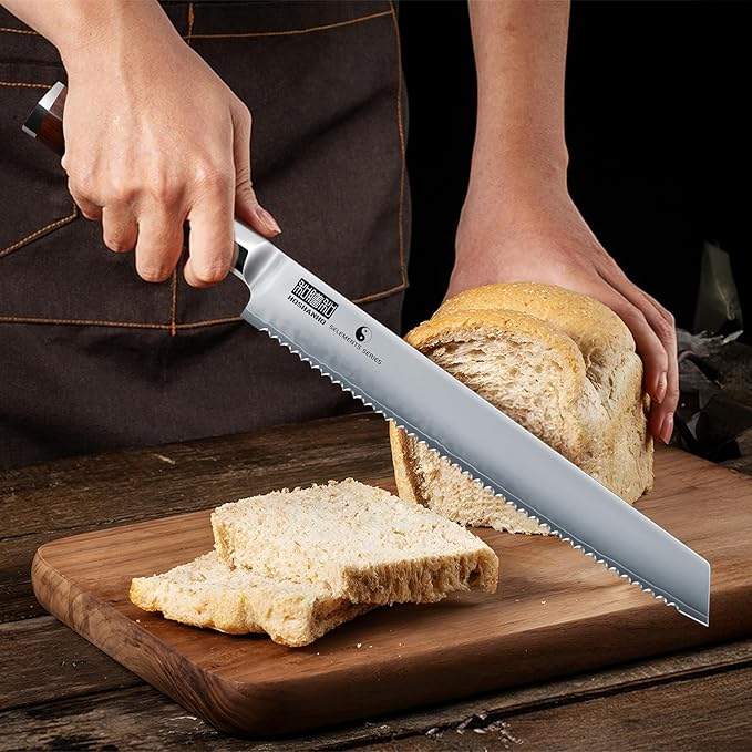 HOSHANHO Bread Knife 10 inch, Professional Japanese High Carbon Stainless Steel Serrated Bread Knife, Razor Sharp Bread Knives for Homemade Bread, Sourdough, Bagels, Cake