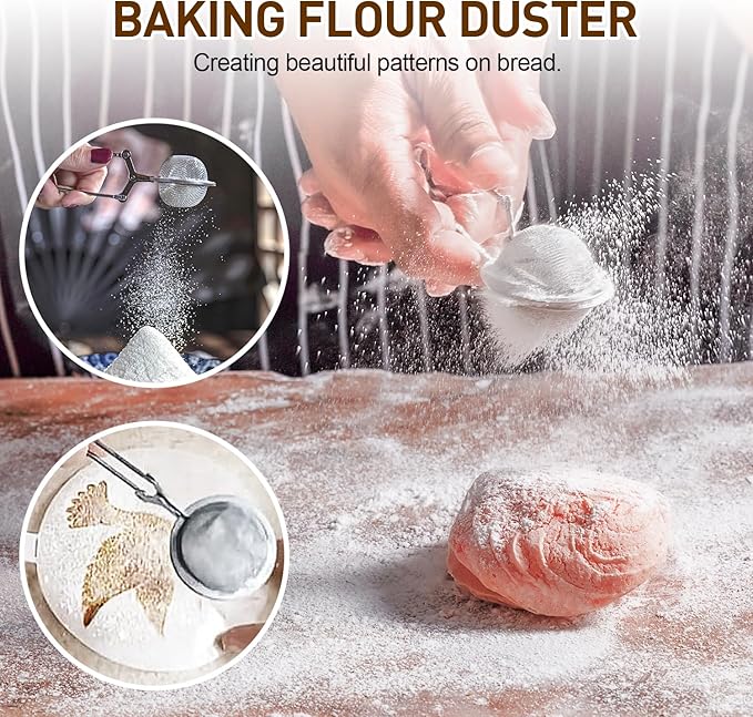 Banneton Bread Proofing Basket, Sourdough Starter Kit with 9" Round & 10" Oval Bread Proofing Basket, Bread Lame, Brushs, Spatula, Scraper, Dough Whisk, Flour Duster & Stencils