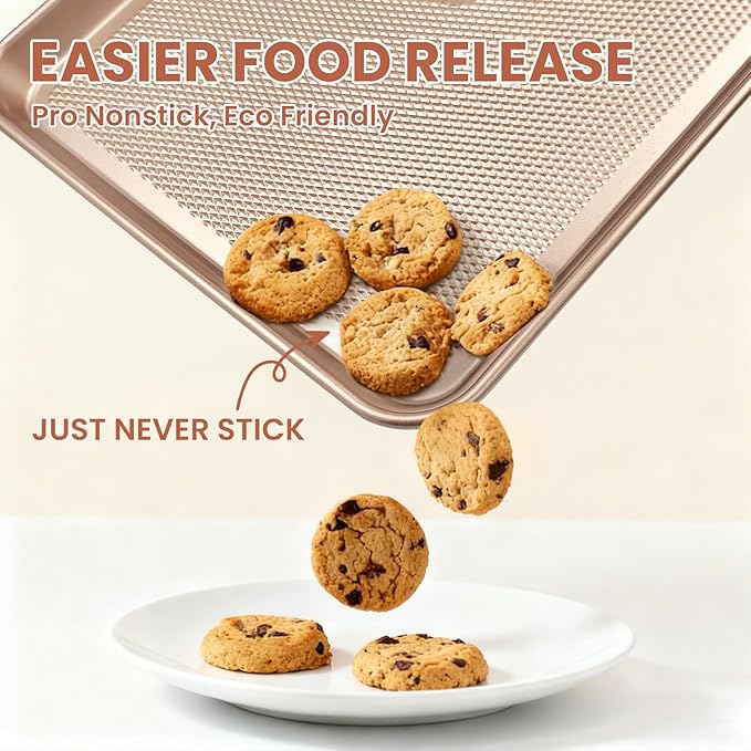 2 Pack 17'' Baking Sheet Set with Rack and Parchment Paper (2 Pans + 2 Racks + 50 Papers), Non-Stick Cookie Sheet with Food Cooling Rack, Heavy Duty & Warp Resistant, Large Baking Pan
