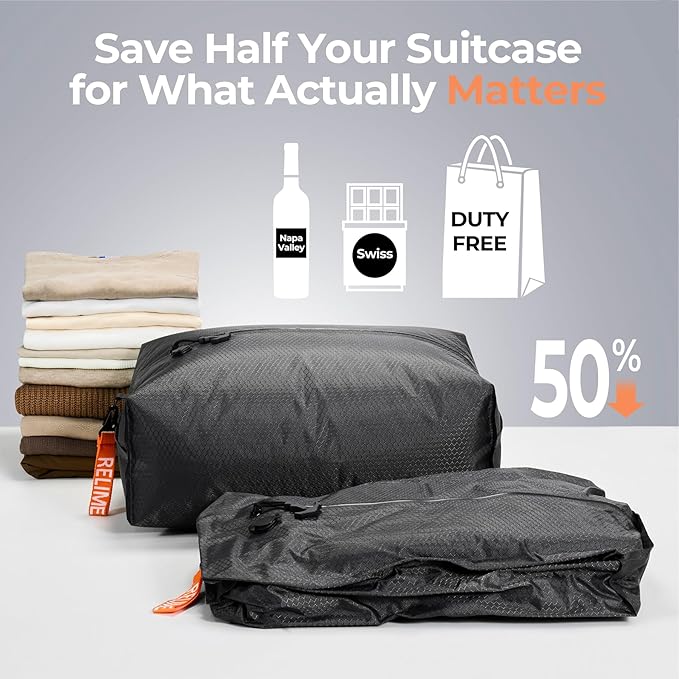 Classic Series Vacuum Bags for Travel Luggage with Wireless Pump, Compression Bags for Carry On Suitcases and Backpack, Vacuum Seal Packing cube for Cloth Packing (1PC + PUMP Lavender)