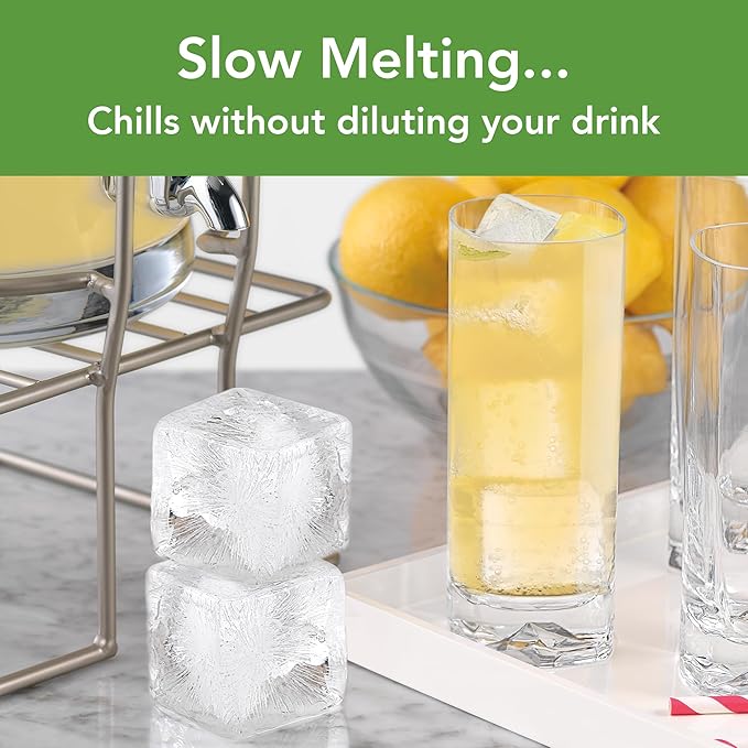 Tovolo Ice Cubes Mold Pack of 2 Large Craft Ice Molds for Whiskey Bourbon Cocktails, Easy Fill No Leak Silicone Ice Molds Gift for Him Stackable Dishwasher Safe BPA Free Heart Ice