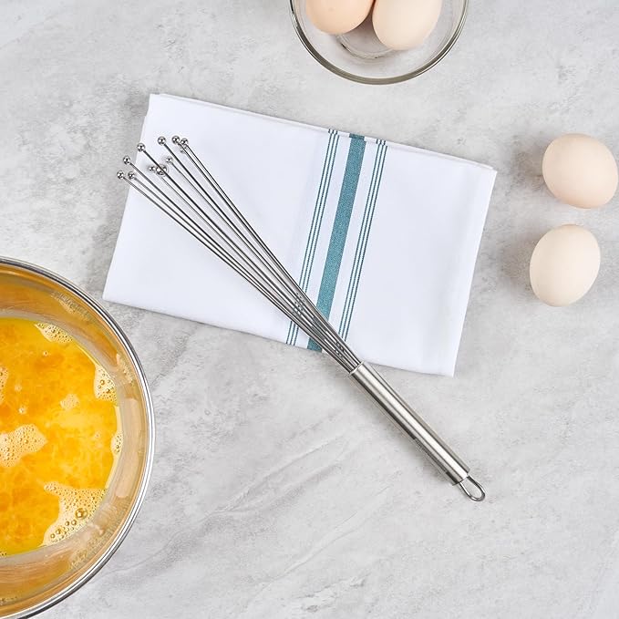 Restaurantware-German Standard 12.6 Inch Ball Whisks, 24 Dishwashable Kitchen Whisks - Ergonomic Handle, Durable, Stainless Steel Manual Egg Beater, Suitable For Whisking, Stirring, Mixing, Beating