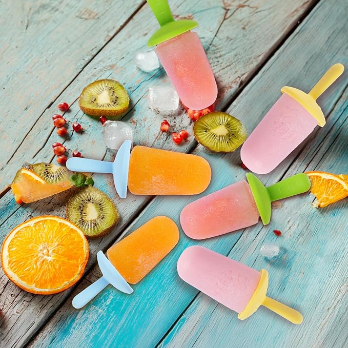 Miaowoof Silicone Popsicles Molds for Toddlers, 8-Cavity Non-BPA Premium Silicone Small Popsicle Molds, Ice Pop Mold with 8 Colorful Reusable Sticks for Kids (Blue)