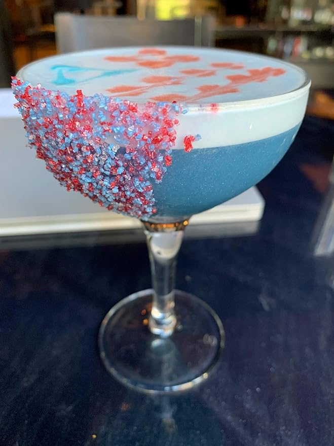 Snowy River Americas Cocktail Sugar - Naturally Colored 4th July Red, White & Blue Sugar for Cocktail Rimming, Baking & Decorating, Medium Crystal (Americas, 3oz Gift Bottle)