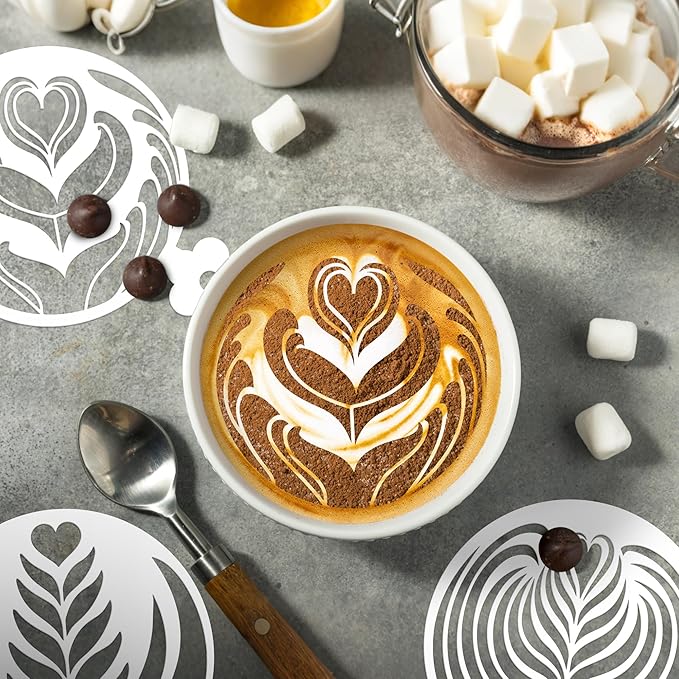 Mandala Cookie Coffee Stencils - 25 Pcs Mandala Latte Art Cookie Stencils for Coffee Cake Bread Decor, Reusable Bread Template for Sourdough Decoration Tools Baking Stencil