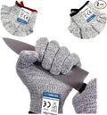 Dowellife Cut Resistant Gloves Food Grade Level 5 Protection, Safety Kitchen Cuts Gloves for Oyster Shucking, Fish Fillet Processing, Mandolin Slicing, Meat Cutting and Wood Carving. (Medium-2 Pairs)