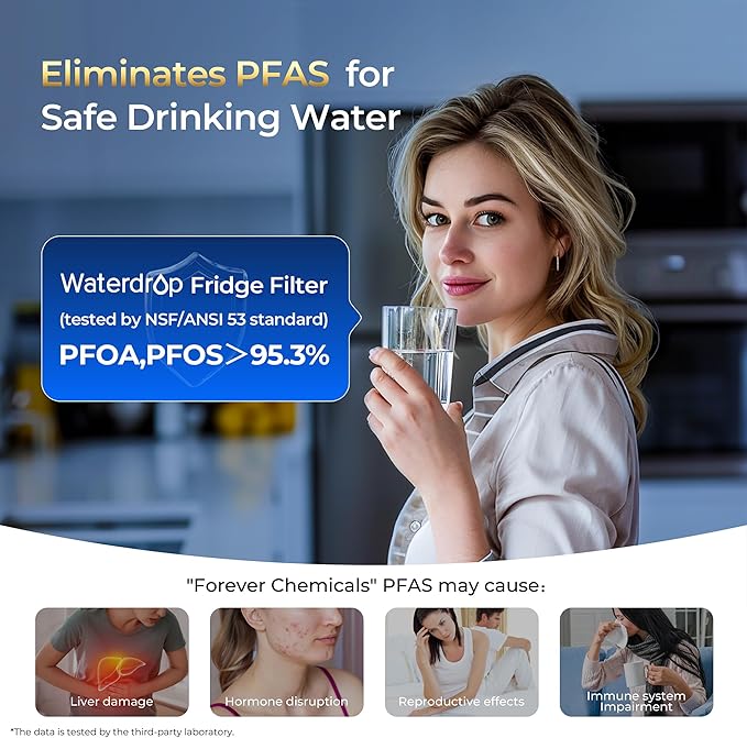 Waterdrop Plus XWF Replacement for GE® XWF, WR17X30702, NSF/ANSI 401&53&42&372 Certified, 𝐑𝐞𝐝𝐮𝐜𝐢𝐧𝐠 𝐏𝐅𝐀𝐒, 2 Filters