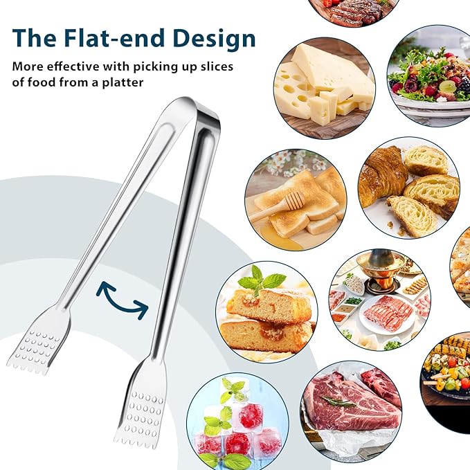 8 Pack Serving Tongs by Tcoin, 12 Inch Functional Tongs for Serving Food at Parties and Get-togethers, Versatile and Durable