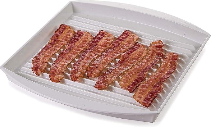 PrepSolutions Microwavable Bacon Grill, White – Nonstick, Easy-Clean Design, 1 Piece (Pack of 6)