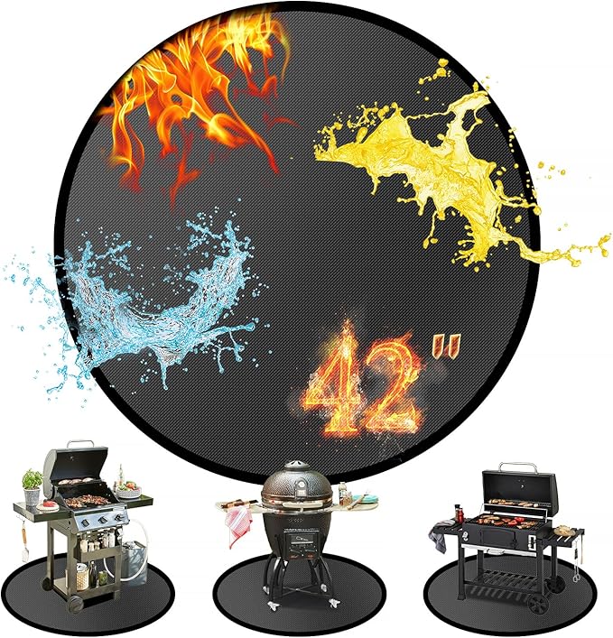 42" Round Fire Pit Mat for Solo Stove Bonfire/Under Grill Mat for Outdoor Pit Fireproof Waterproof Oil-Proof, 4 Layers Fireproof Mat Fireplace Mats Grill Pads Solo Stove Mat Deck Patio Grass Smoker
