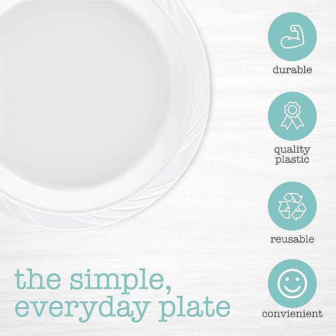 PLASTICPRO 200 Count Disposable 9 Inch White Plastic Dinner Plates large