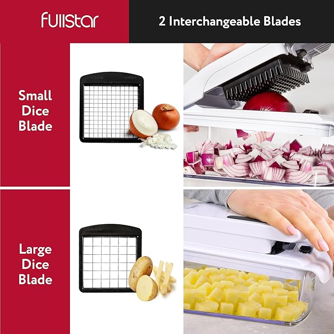 Fullstar The Original Pro Chopper - Vegetable Chopper and Spiralizer, Food Chopper with Container, Fruit Slicer, Kitchen Gadgets & Accessories, Home Essentials (2 in 1, White)