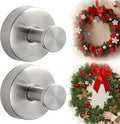 Suction Cup Hooks for Wreaths on Glass, 2026 Upgrade No Drill Towel Hooks Stainless Steel Waterproof Suction Cup Hooks, Wreath Hanger for Front Door for Kitchen, Bedroom (2, Silver)