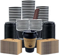 100 Pack 12 oz Coffee Cups,Disposable Hot Drink Paper Cups with Lids & Sleeves -12 Ounce Black Party Cups Perfect for Hot Beverages, Party, Office,and Home Use