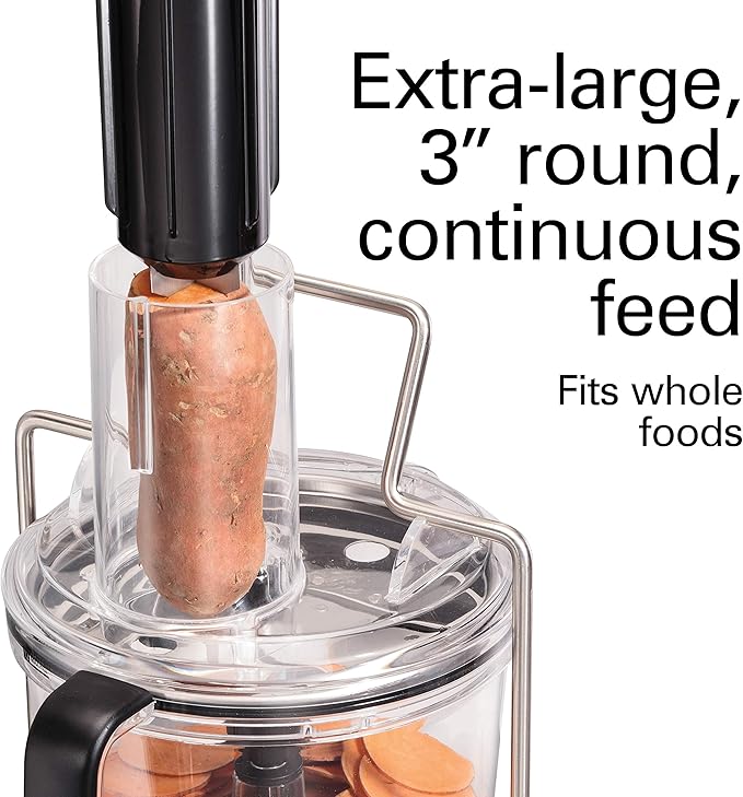 Hamilton Beach Professional Stack & Snap Food Processor & Veggie Spiralizer for Slicing, Shredding and Kneading, Extra-Large 3" Feed Chute Fits Whole Vegetables, 12 Cups, Stainless Steel (70815)