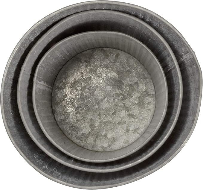 Primitives by Kathy Rustic Style Canisters, Set of 3, Galvanized Metal and Wood