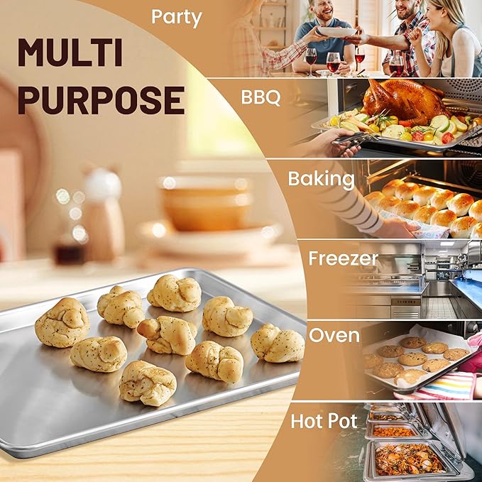 6 Pack 15" × 21" Baking Sheet Pan Aluminum Commercial cookie sheets for baking