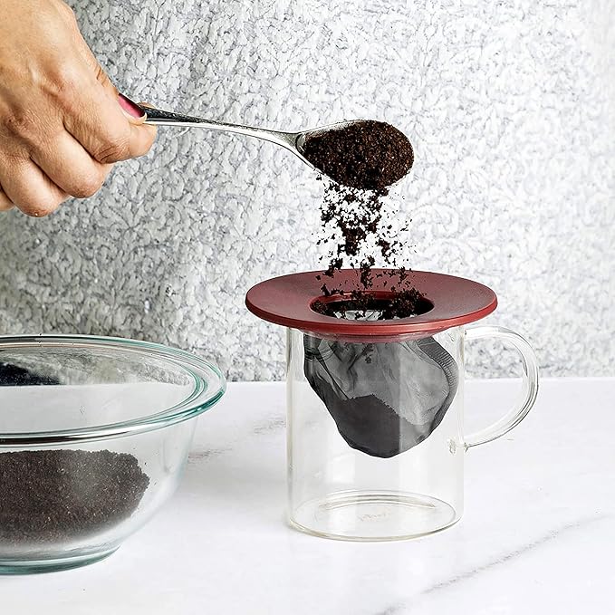 Primula Brew Buddy Portable Pour Over, Reusable Fine Mesh Filter, Dishwasher Safe, Single Serve Coffee or Tea at Any Strength, Ideal for Travel or Camping, Red (Pack of 12)