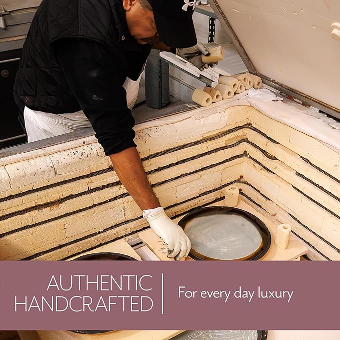 Annieglass Ruffle 10.75 x 13.5 Inch Rectangular Bowl with 24k Gold, Timeless Glass Tableware for all Occasions, Made in the USA