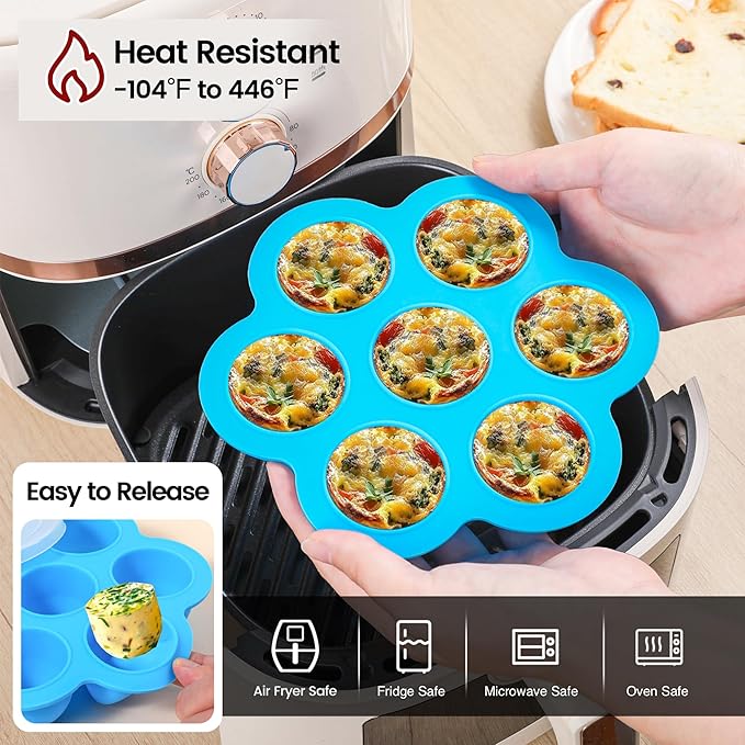 GOKCEN's Silicone Egg Bite Molds [4 Pack] Instant Pot Accessories - Fit Instant Pot 5,6,8 qt Pressure Cooker - Food Freezer Tray with Lid - Reusable Storage Container (4Pcs/Blue-Orange-Pink-Green)