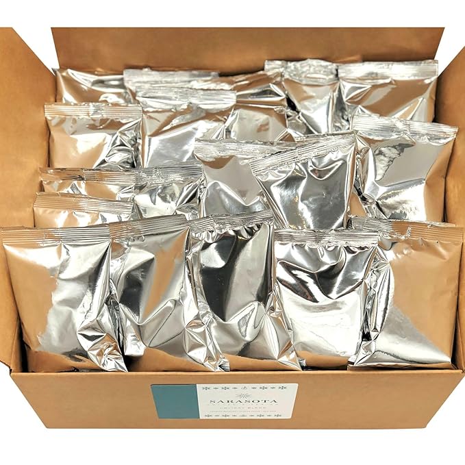 Sarasota Coffee Ground Packets | Gourmet Flavored Medium Roast Bulk Coffee Packs | Christmas Holiday | Low Acid Mold Free Singles Individual Pouches for 12 Cups Maker | 2 Ounce Bags, 36 Count