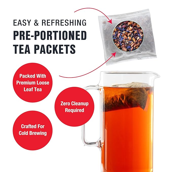 Tiesta Tea - Blueberry Wild Child Cold Brew, Loose Leaf, Blueberry Hibiscus Herbal Tea, Non-Caffeinated Iced Blend, Cold Brew Packets, Makes 64oz Pitcher Per Bag (Pack of 10)
