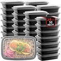 50-Pack Reusable Meal Prep Containers Microwave Safe Food Storage Containers with Lids, 28 oz - 1 Compartment Take Out Disposable Plastic Bento Lunch Box To Go, BPA Free - Dishwasher & Freezer Safe