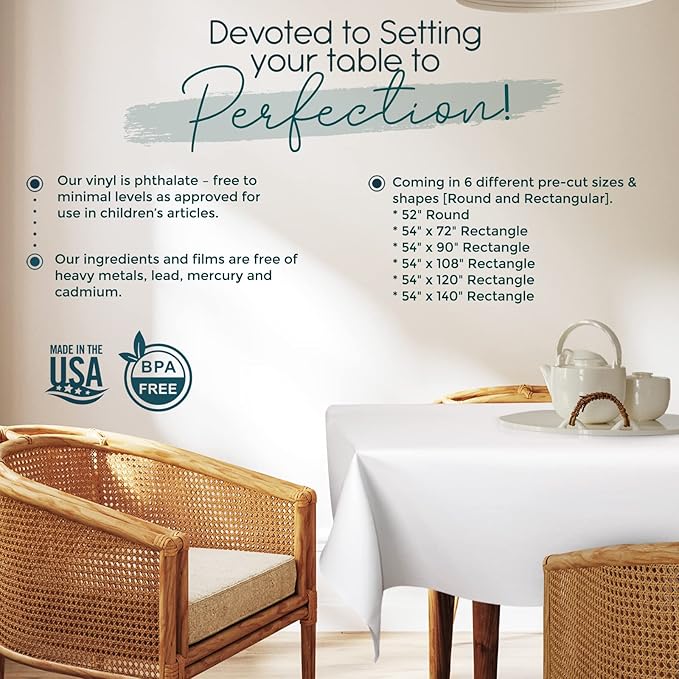 Quality Table Pad Protector, Superior Protection from Spills, Scratches & Heat - Reusable Table Cloth with Cushion Flannel Backing (90" L x 54" W)