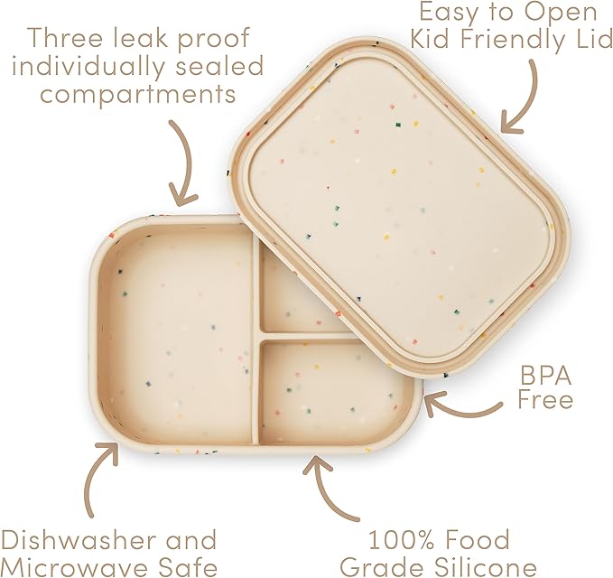 Ullabelle Leak Proof Bento Box Food-Grade Silicone Bento, BPA, Phthalate, Lead, & PVC Free - Bento Lunch Box for Daycare, Kids, & Adults - Leak Resistant Sets With Lids Snack Box Container (Lilac)