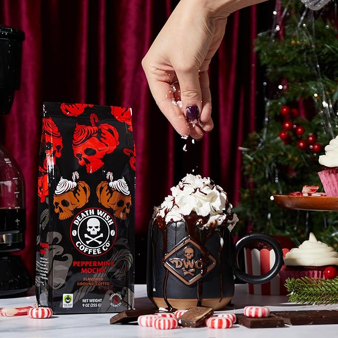 Death Wish Coffee - Peppermint Mocha Flavored Ground Coffee (18 Ounce)