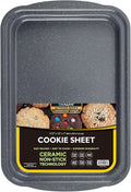 casaWare 17.5 x 12 x 1-Inch Cookie Sheet with 1.5-Inch Handles, Ultimate Series Commercial Weight, Ceramic Non-Stick Coating (Silver Granite)