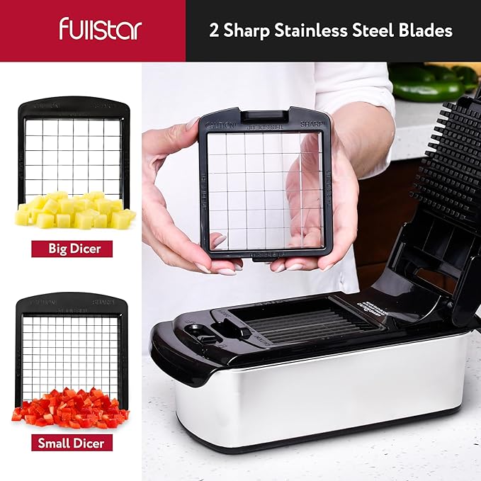 Fullstar The Original Pro Chopper - Vegetable Chopper and Spiralizer, Food Chopper with Container, Fruit Slicer, Kitchen Gadgets & Accessories, Home Essentials (9 in 1, Silver)