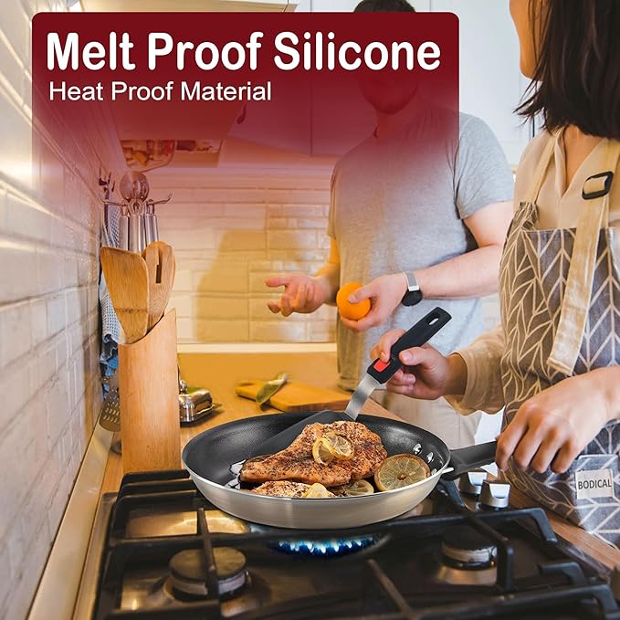 Silicone Pancake Spatula Turner Set of 2, 600°F Heat Resistant Cooking Spatulas for Nonstick Cookware, Large Kitchen Utensils BPA Free Rubber Spatula Set for Egg, Pancake, Fish, Burger