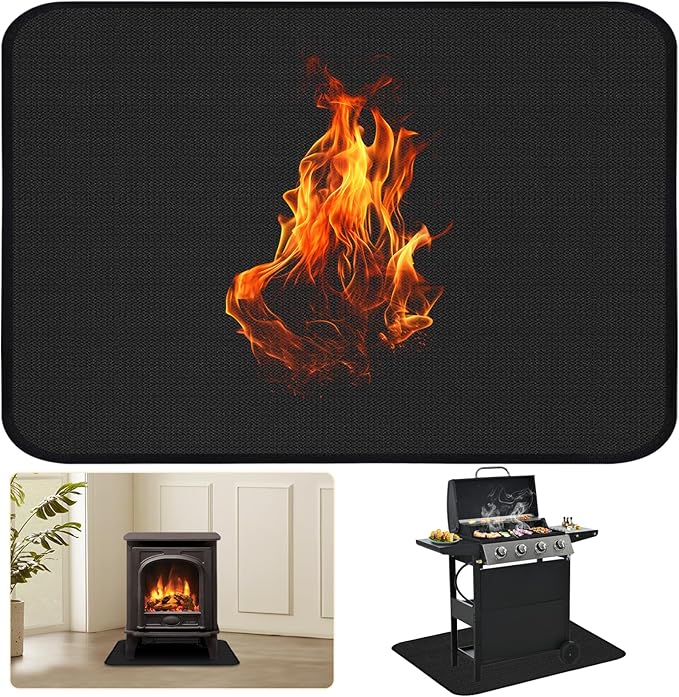 60×42 Inch Under Grill Mats for Outdoor Grill, Hearth Rugs for Fireplaces Fire Resistant, Gas and BBQ Grill Oil-Proof Water-Proof Protector for Decks, Patios and Indoor Grill