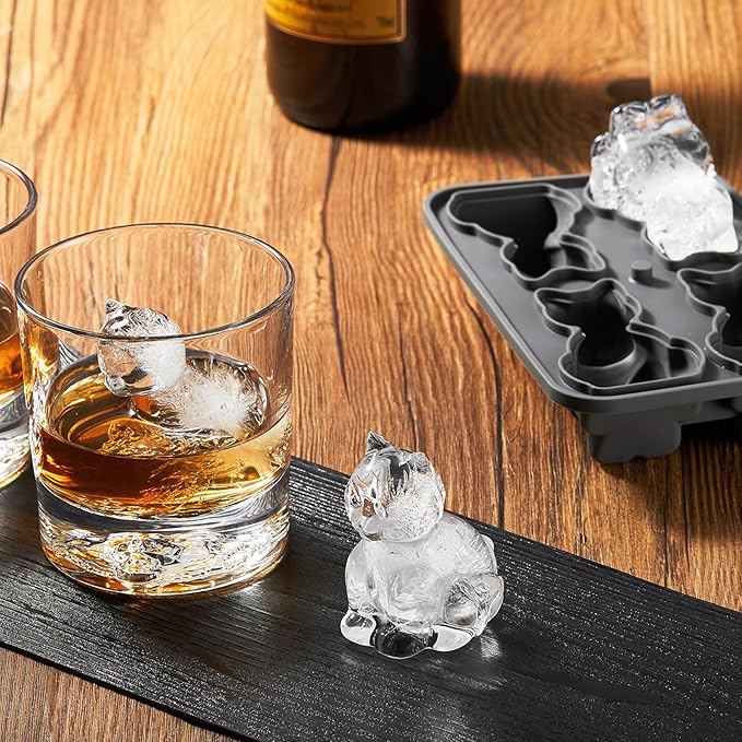 Nax Caki 3D Cat Ice Cube Mold Fun Shapes, Cat Lover Gifts for Women & Mom, Cute Large Craft Ice Mold, Big Ice Cube Trays for Whiskey Cocktails Bourbon