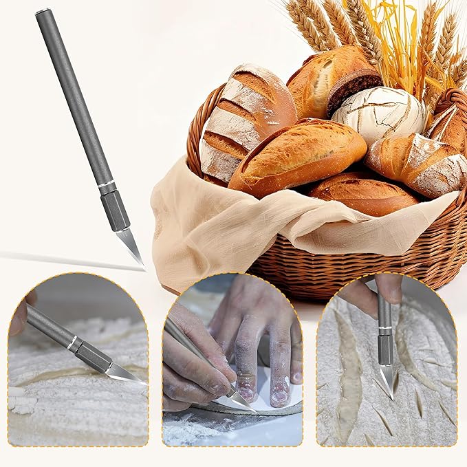 Upgraded Bread Lame with 10 Blades - Professional sourdough Scoring Tool for bread scoring tool, Safety Cover & Ergonomic Handle - Premium Bread Scoring Knife for Artisan Bread Making